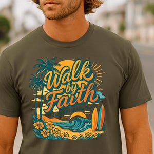 Walk by Faith Christian T-Shirt: Bible Verse Graphic Tee