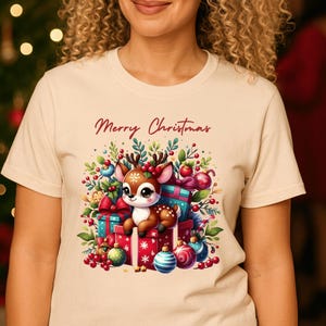 Merry Christmas Deer T-Shirt: Festive Holiday Apparel