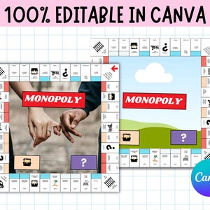 Monopoly Canva Editable Template, Blank Monopoly Board Template, Monopoly Canva Template, Monopoly Game Board, Digital Download