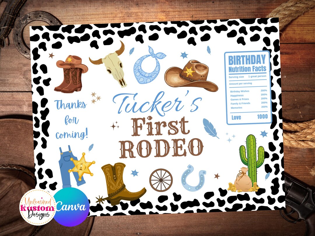 My First Rodeo Chip Bag My First Rodeo Chip Bag, Rodeo Birthday Party Canva Template Editable ...