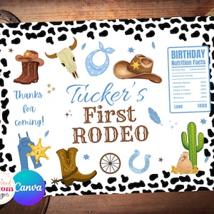 My First Rodeo Chip Bag, Rodeo Birthday Party Canva Template Editable for Kids 1st Cowboy Birthday (Instant Digital Download)