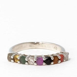 Navratna Gemstone 925 Sterling Silver Ring, Lucky Jewelry