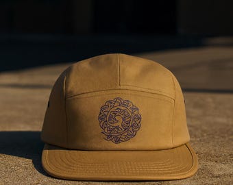 Triple Spiral Embroidered 5-Panel Cap Minimalist Streetwear Unique, Trendy Hat for Casual Days, Street Style, Gift, Perfect for Festivals