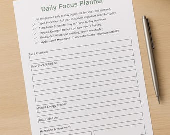 Agenda quotidien à imprimer | Productivité minimaliste PDF