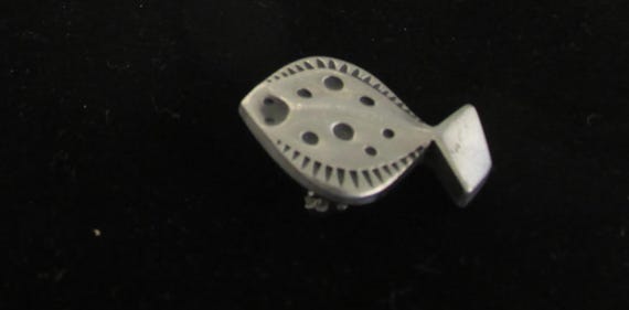 vintage Rune Tennesmed Pewter Swedish  fish brooch