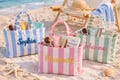 Personalized Striped Tote Bag, Custom Yarn Name Embroidery Tote, Bridesmaid Gift Bag, Bachelorette Party Tote, Mothers Day Gift product logo