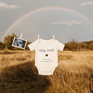 Rainbow Baby Pregnancy Announcement Digital Minimalist Simple Baby Reveal Neutral Pregnancy Reveal Editable Canva Rainbow Baby Reveal