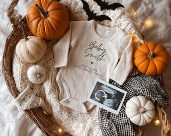 Halloween Pregnancy Baby Announcement Digital Editable Fall Autumn Baby Reveal Canva Template Minimal Pregnancy Baby Fall Autumn Reveal