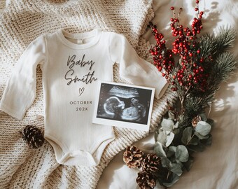 Christmas Digital Pregnancy Reveal Announcement Neutral Christmas Baby Social Media Editable Canva Template Baby Pregnancy Christmas Simple