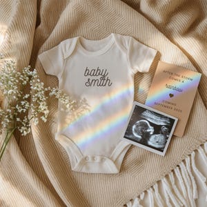 Rainbow Baby Pregnancy Announcement Digital Template Minimalist Simple Baby Reveal Neutral Pregnancy Reveal Editable Canva Rainbow Baby