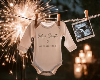 New Year 2026 Baby Digital Announcement Simple Neutral New Year Baby Social Media Reveal Editable Canva Template New Year Pregnancy Firework