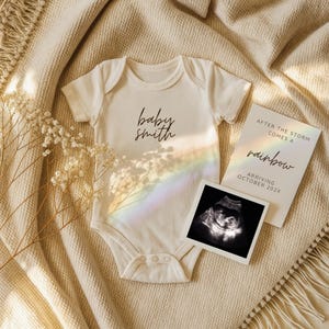 Rainbow Baby Pregnancy Announcement Digital Minimalist Baby Reveal Neutral Pregnancy Reveal Editable Template Canva Rainbow Baby Reveal