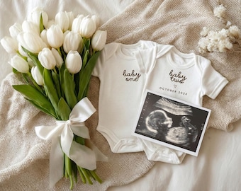 Jumeaux neutres grossesse grossesse modèle numérique grossesse bébé toile modifiable minimaliste minimaliste jumeaux faire-part de grossesse bébé jumeaux