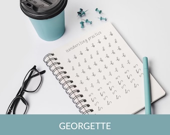 GEORGETTE Hojas de trabajo de escritura decorativa a mano / Cuaderno de trabajo de letras para planificador