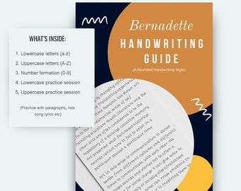 Hojas de práctica de escritura a mano de BERNADETTE / Estilo de escritura redondeada