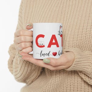 Cute Cat Lover Ceramic Mug - Gift for Pet Owners, Coffee Lovers, Cat Mom, Cat Dad, Valentine&#39;s Day