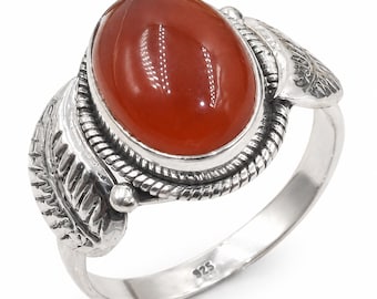 Red Carnelian Ring 925 Sterling Silver Ring Yellow & Rose Gold Plated Ring Handmade Boho Ring Gift For Women