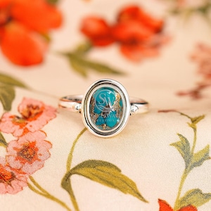 Blue Copper Turquoise Ring: Sterling Silver Bohemian Stacking Jewelry