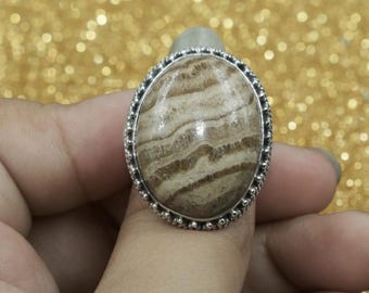 Large Picture Jasper 925 Sterling Silver Handmade Ring Gift Jewelry For Men And Women