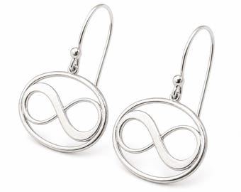 Sterling Silver Infinity Earrings, Handmade Infinity Drop Dangle Earrings, Minimalist Symbol Jewelry, Anniversary Gift for Her
