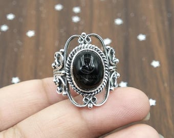 Black Onyx Designer Ring December Birthstone Ring 925 Sterling Silver Ring 18k Yellow & Rose Gold Plated Ring Unique Designer Ring Gift Her