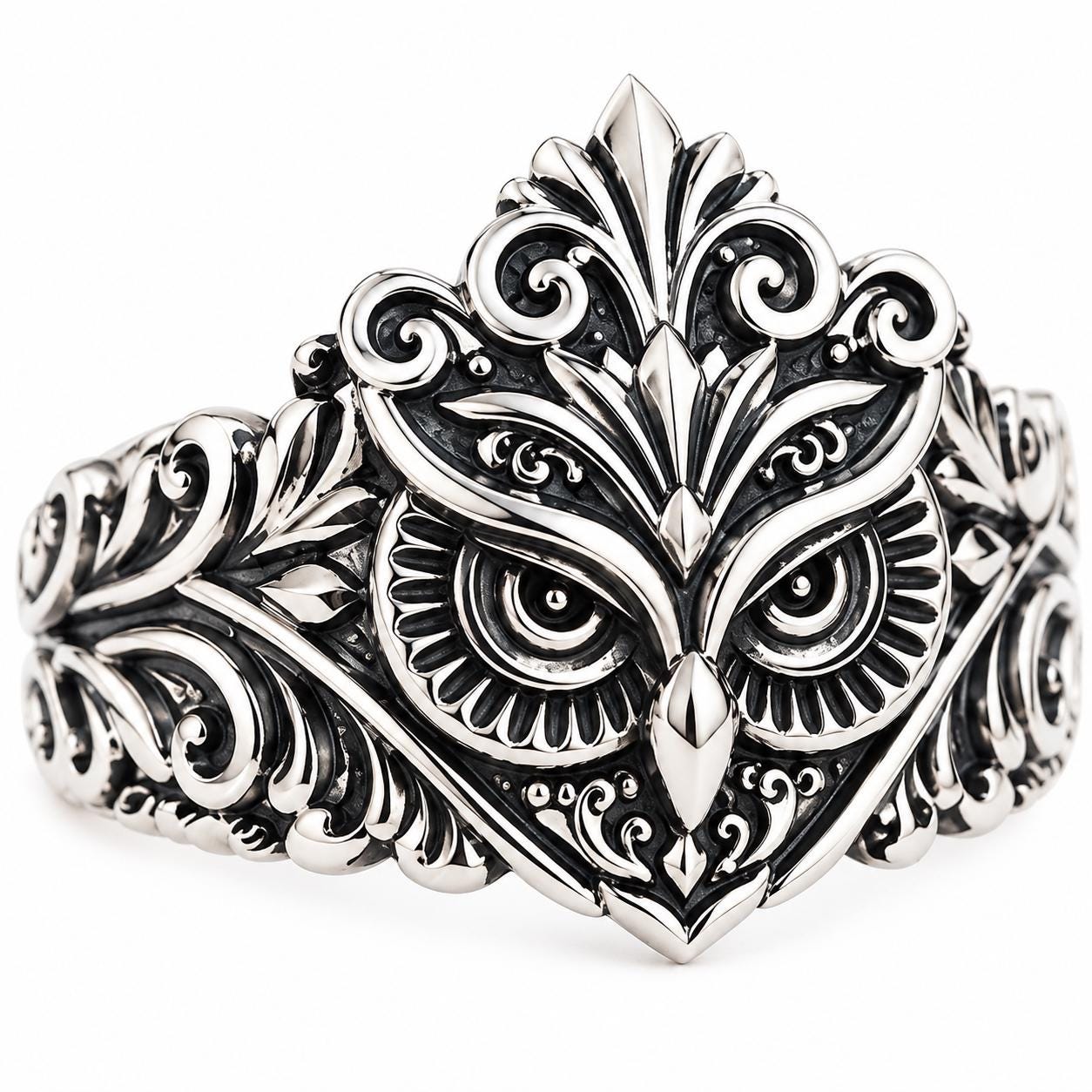 Owl Ring Gothic Bird Jewelry Vintage Inspired Statement Band Boho Fantasy Nature Gift for Her Him