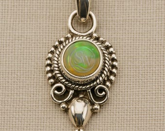 Welo Ethiopian Opal Pendant 925 Sterling Silver Pendant Yellow & Rose Gold Plated Handmade Pendant October Birthstone Pendant Gift For Her