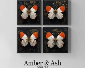 Butterfly Print Set of 4 | Botanical Insect Gallery Wall (Digital Download)