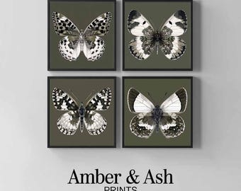 Butterfly Wall Art Set | Minimalist Sage Green Prints (Digital Download)