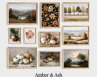 Fall Gallery Wall Set, Vintage Autumn Prints (Digital Download)