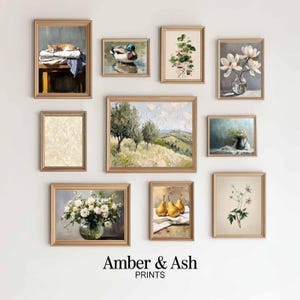 Cottagecore Gallery Wall Art Set: Vintage Landscape & Floral Prints (Digital Download 35+)