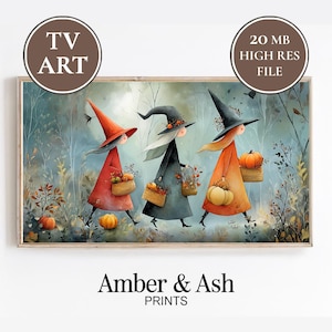 Halloween Witch Samsung Frame TV Art: 4K Festive Fall Decor (Digital Download