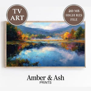 4K Samsung Frame TV Art: Autumn Lake Landscape (Digital Download)