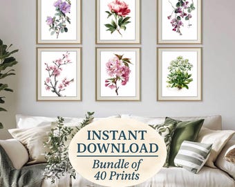 10 X Botanical Vintage Art Prints Bundle: Cottagecore Gallery Wall (Digital Download)