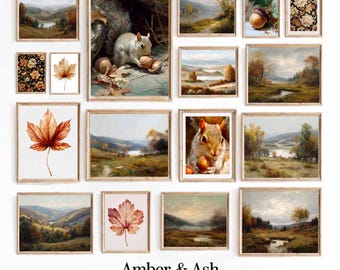 Fall Gallery Wall Art Prints, Vintage Autumn Decor (Digital Download)