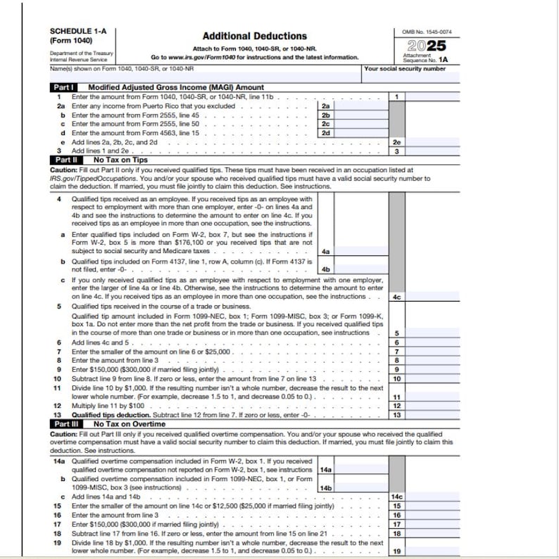 Modified Schedule Form New! Schedule 1A Guide 2026 for Tax Professionals | New IRS Additional ...