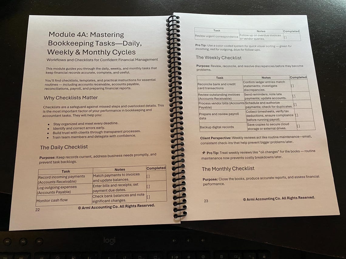 Spiral Professional Bookkeeping Success Book| Workflows, Checklists ...