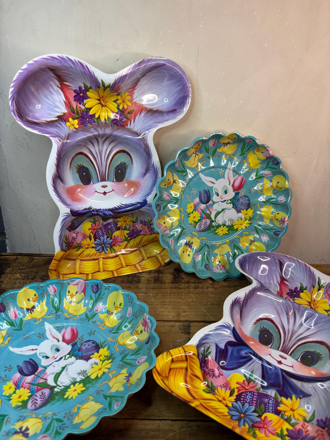 Vintage Easter Bunny Serving Tray | Kitsch Mid-century Plastic Snack ...