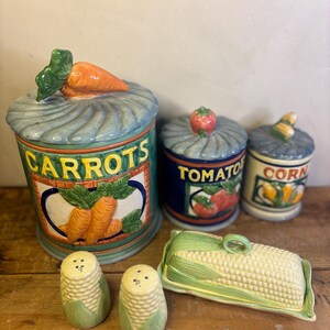 Vintage Vegetable Canisters - Etsy