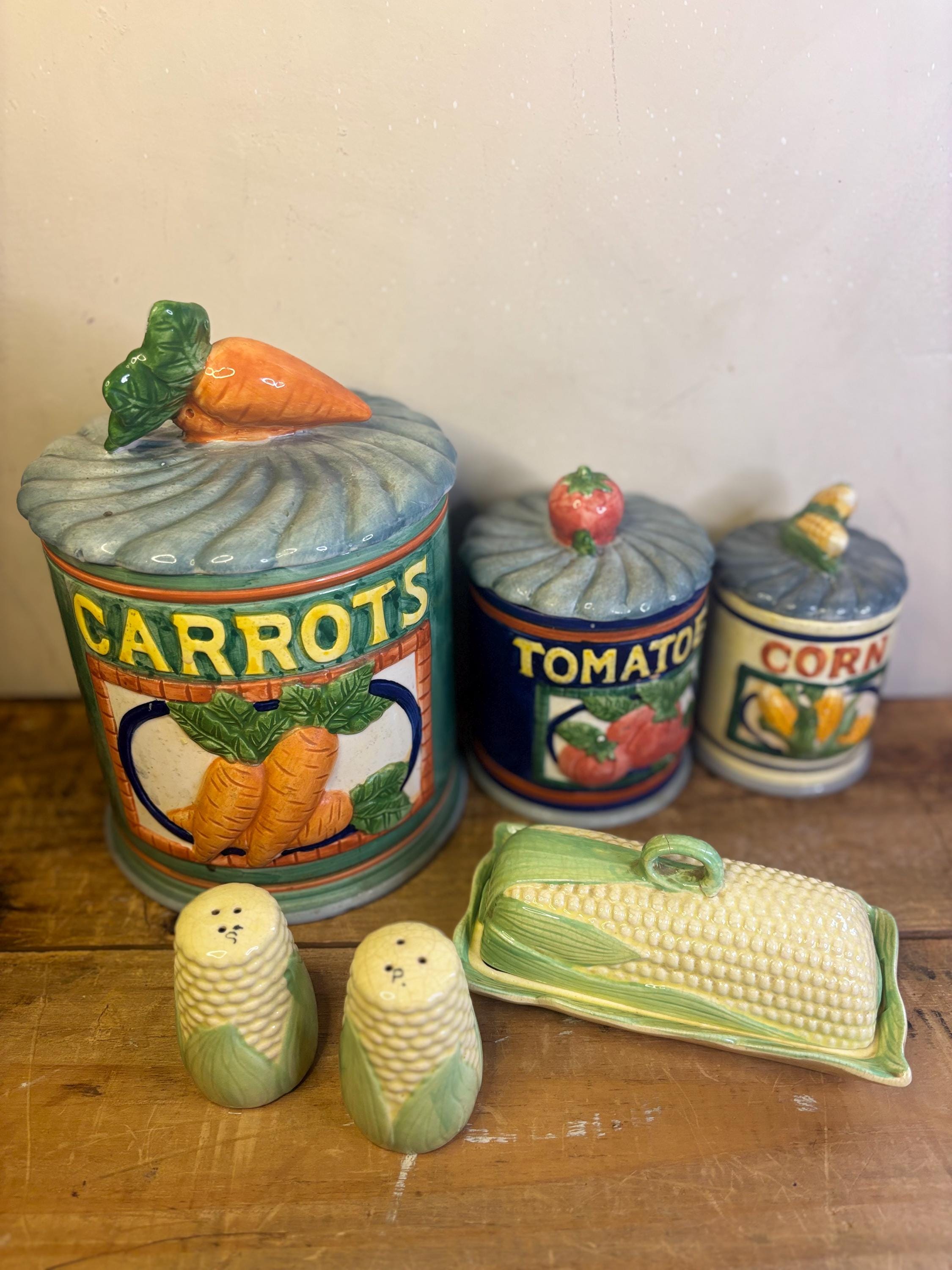 Vintage Vegetable Canisters - Etsy
