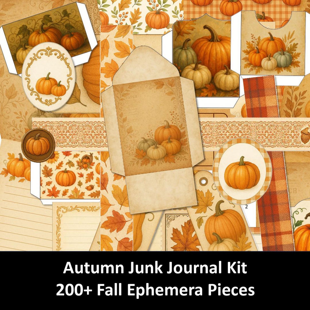 Autumn Junk Journal Kit 200+ Printable Fall Ephemera for Scrapbooking ...