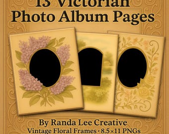 Viktorianische Blumen Bilderrahmen - Scrapbook Album Seiten (Digitaler Download)
