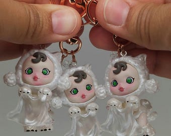 Mini Skull Panda The Sophisticated Keychains/ Bagcharms -Skull Panda Inspired -Super Cute Keychains -Mini Figures With Charms-Cat Inspired