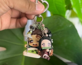 Demon Slayer figurine Keychains! -Demon slayer -Tanjiro and Nezuko- Kanao -Tanjiro -nezuko -cute keychains -Adorable kawaii demon slayer