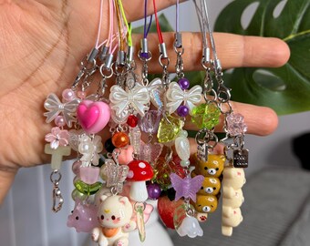 Phone charms! Super cute phone charms, glass beads, acrylic beads, fruits, animals, flowers