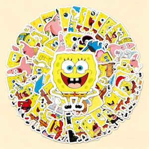 60pcs SpongeBob SquarePants Stickers – Cute Cartoon Waterproof Decals for Suitcases, Refrigerators, Bicycles & Notebooks