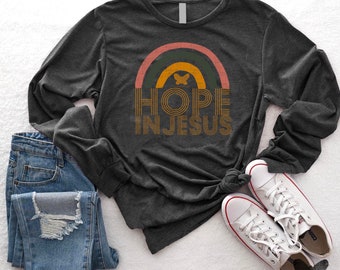 Hope in Jesus Christian shirt, Graphic Tees for Women, Faith Shirts, Tshirts with Sayings, Inspirational Wear