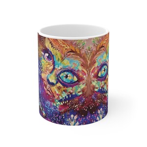 Vibrant Artistic Mug, Colorful Coffee Cup, Unique Gift for Art Lovers, Mystical Tea Mug, Bohemian Style Drinkware