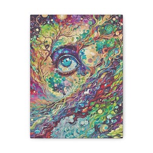 Colorful Abstract Eye Canvas Wall Art, Psychedelic Home Decor, Dreamy Artwork for Living Room, Eye-catching Gift for Art Lovers
