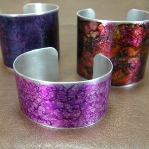 Aluminum Cuff Bracelet Blanks, Mixed Dozen unfinished bracelet blank assortment for decoupage, alcohol inks, bead embroidery, polymer clay image 3